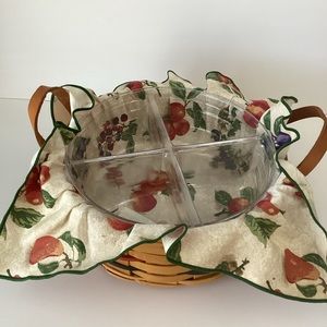 LONGABERGER BASKETS:  2001 10 inch handwoven basket with liner 4 section divider